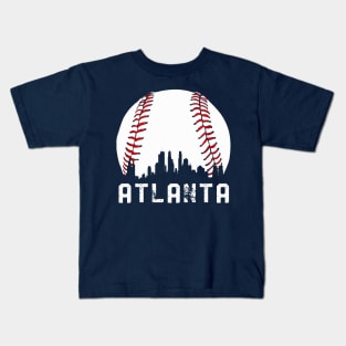 Vintage Atlanta Georgia Downtown Skyline Baseball Kids T-Shirt